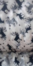 Schwarz beflockter Organza ecru mit Elchen und Sternen 