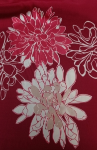 Chiffon rot mit großen Blumen, Blusenstoff 