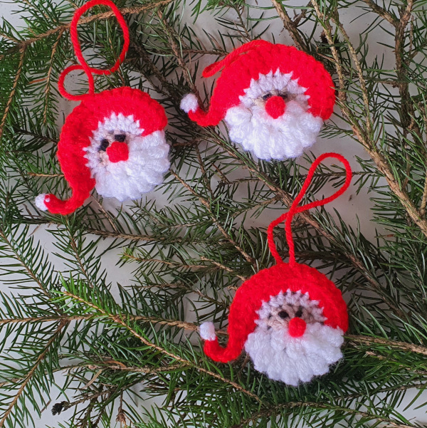 Nikolauskopf, Geschenkanhänger, gehäkelt 