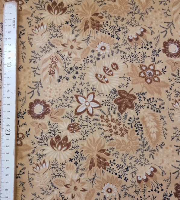 Rückseitenstoff 280 cm, beige mit Blumenmotiven 
