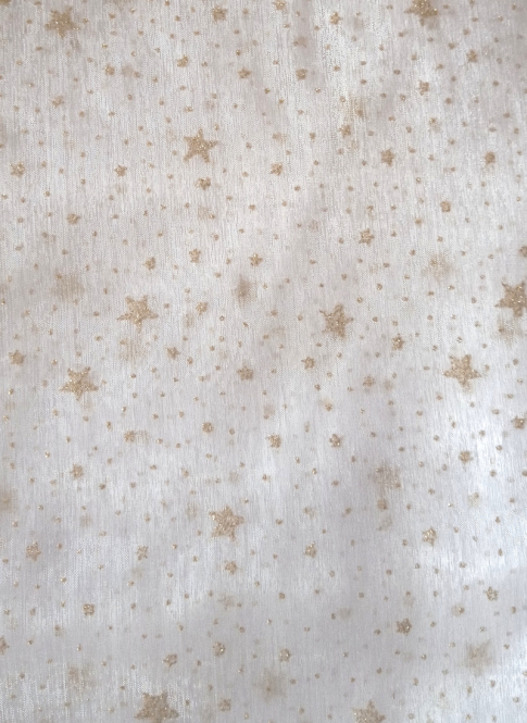 Weisser Organza mit Goldglitzersternchen 